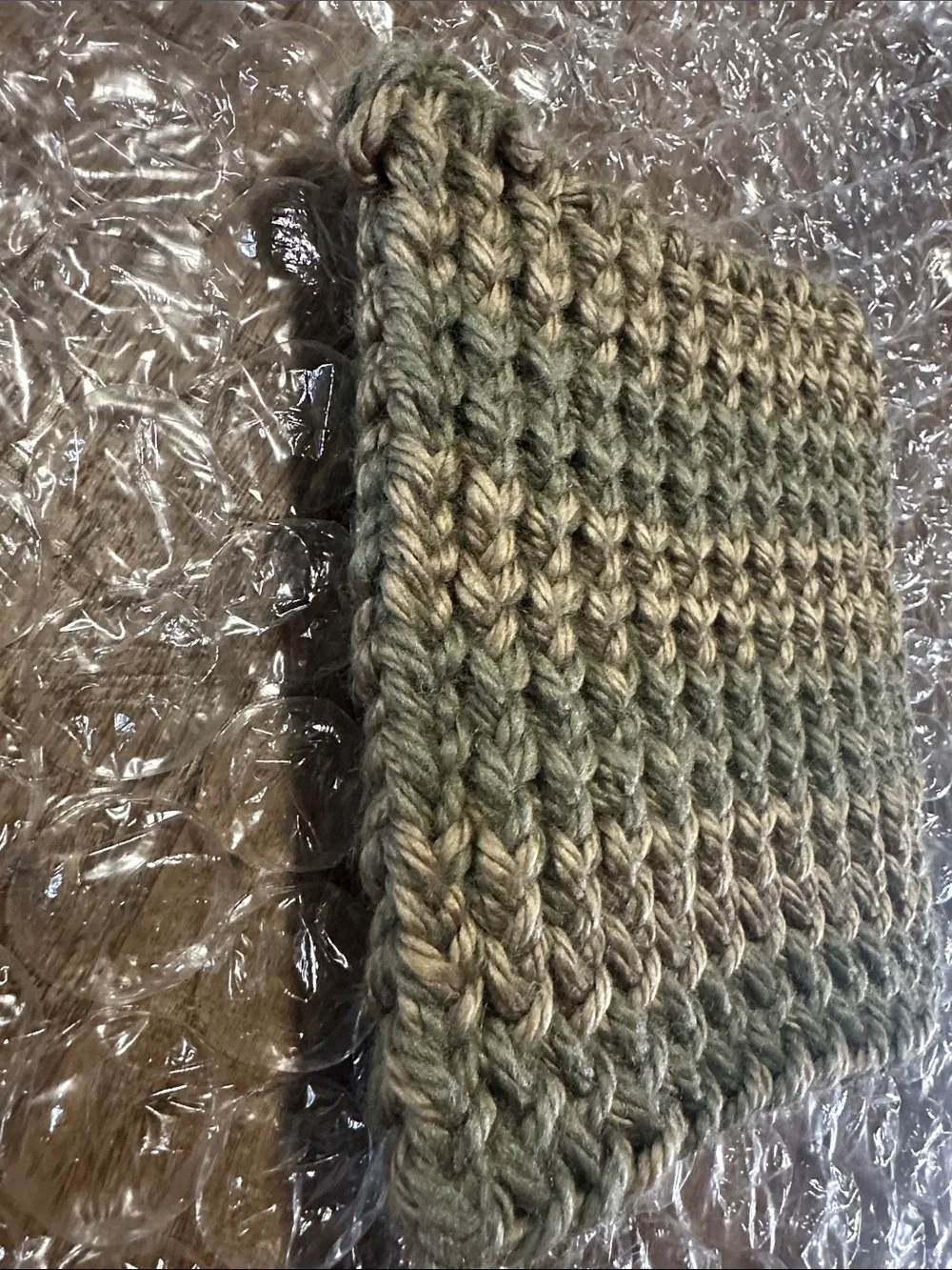 Hand-Knit Green Ombre Cotton Kitchen Dishcloth